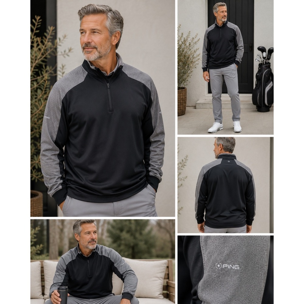 Ping Quarter Zip Pullover Mens XXL Black Gray Excellent Sensorwarm Golf Top